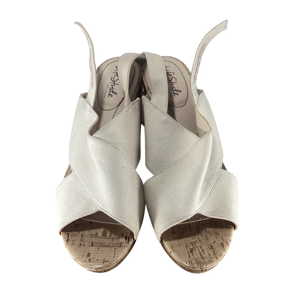 LifeStride Women's Lara Platform Sandals Cork High Heel Beige‎ US 9.5M